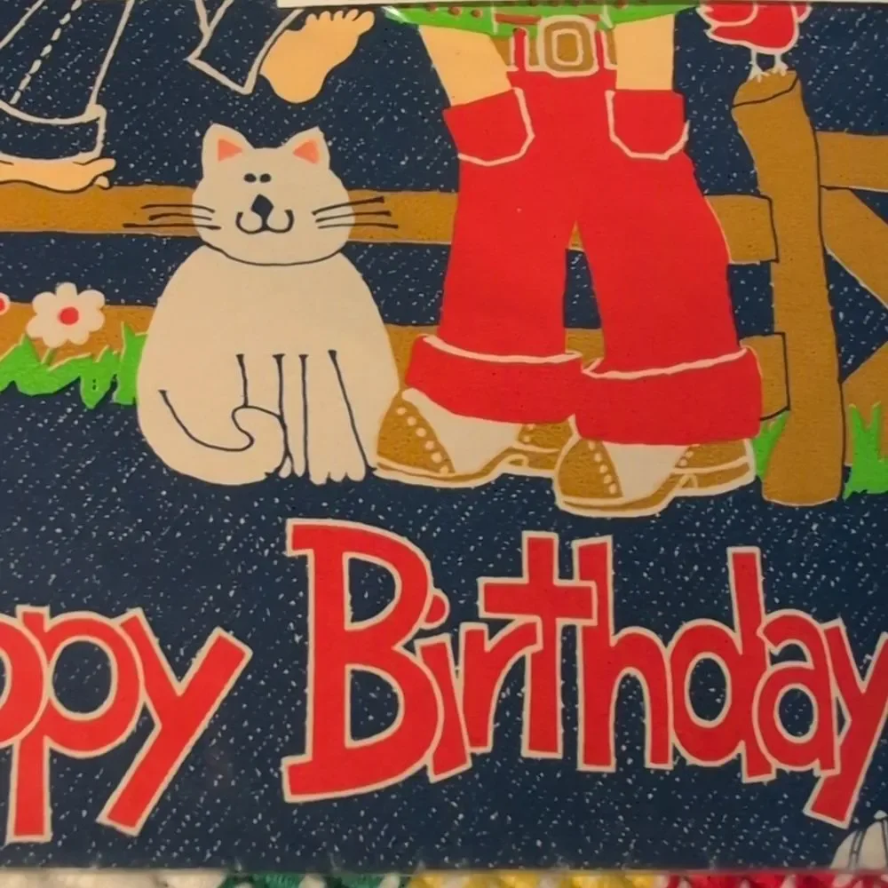 Vintage Buzza Kids Happy Birthday‎ Wrapping Paper NIP Rare